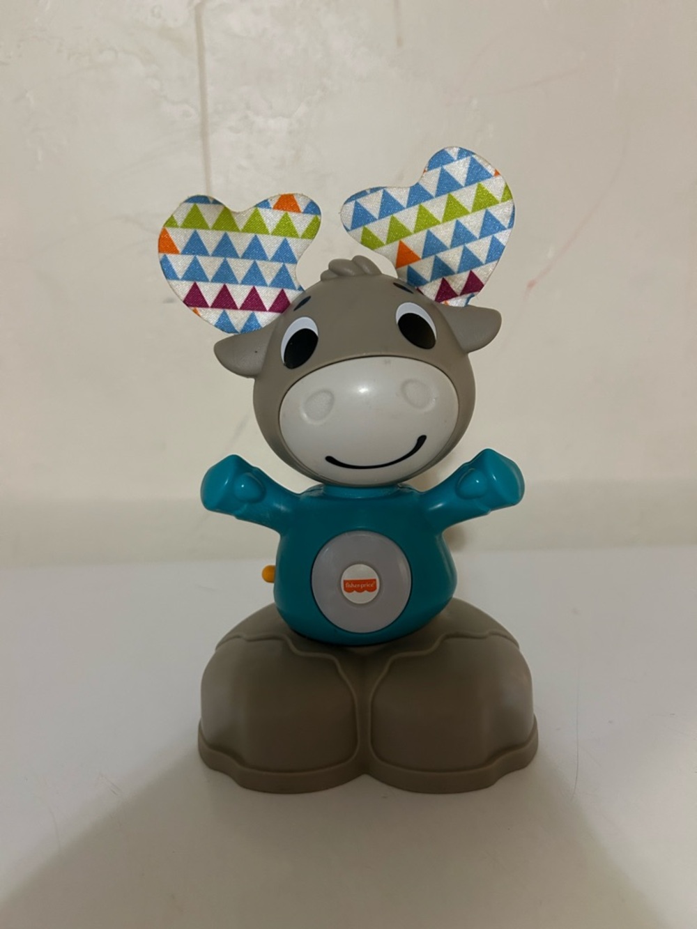FISHER PRICE MOOSE BOBBLE HEAD, COLORED LIGHTS, MUSIC, SINGING BABY TOY GIFT FUN
